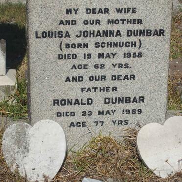 DUNBAR Ronald -1969 &amp; Louisa Johanna SCHNUGH -1958
