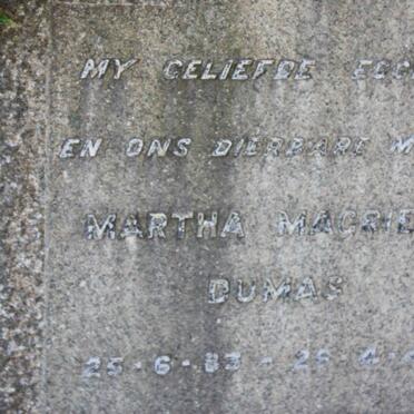 DUMAS Martha Magrieta 1883-1948