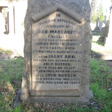 DUMMER Ellen Margaretta, ROSSER -1924 :: ROSSER John -1927 &amp; Mary Ann -1925