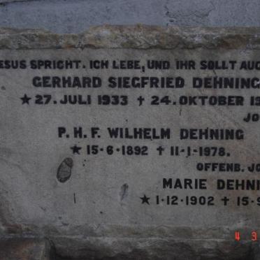 DEHNING P.H.F. Wilhelm 1892-1978 :: DEHNING Marie 1902-1999 :: DEHNING Gerhard Siegfried 1933-1959