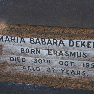 DEKENAH Maria Babara nee ERASMUS -1959