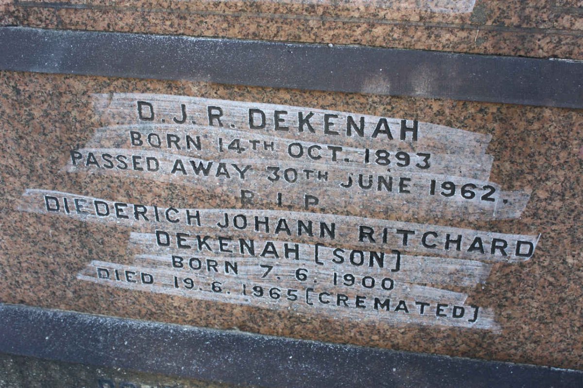 DEKENAH D.J.R. 1893-1962 :: DEKENAH Diederich Johann Ritchard -1900-1965