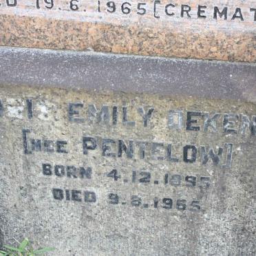 DEKENAH Doris Emily nee PENTELOW 1895-1965