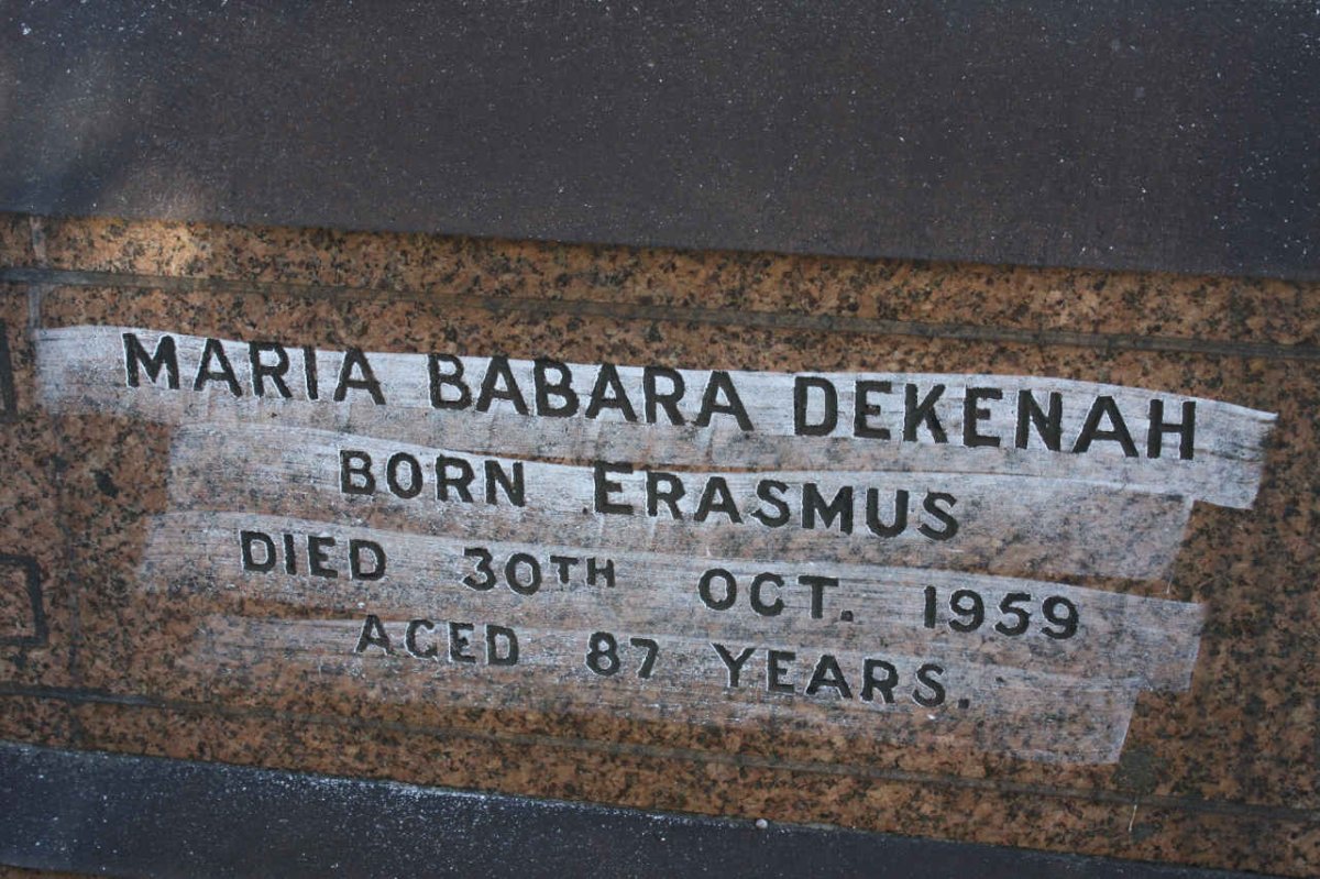 DEKENAH Maria Babara nee ERASMUS -1959