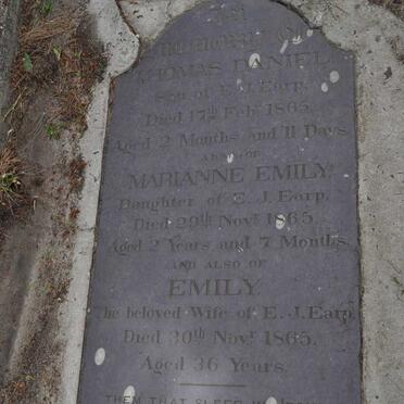 EARP Thomas Daniel -1865 :: EARP Marianne Emily -1865