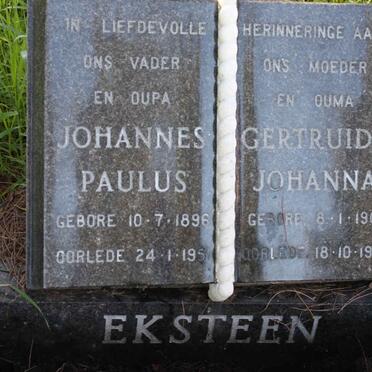 EKSTEEN Johannes Paulus 1896-1951 &amp; Gertruida Johanna 1901-1981
