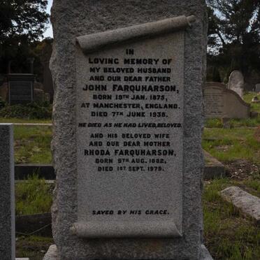 FARQUHARSON John 1875-1938 &amp; Rhoda 1882-1979