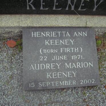 KEENEY Henrietta Ann nee FIRTH -1971 :: Audrey Marion KEENEY -2002
