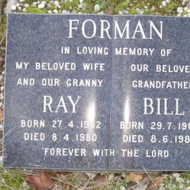 FORMAN Bill 1908-1983 &amp; Ray 1902-1980