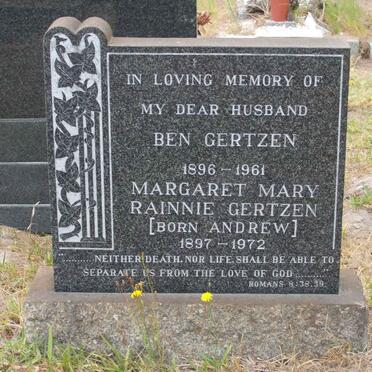GERTZEN Ben 1896-1961 &amp; Margaret Mary Rainnie ANDREW 1897-1972