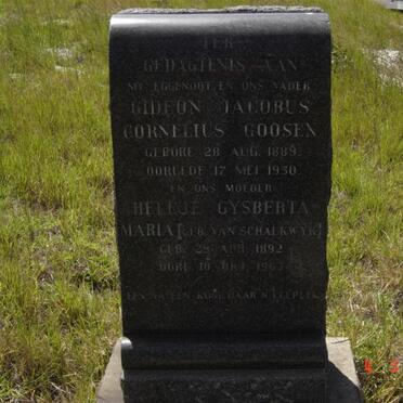 GOOSEN Gideon Jacobus Cornelius 1889-1950 &amp; Heleje Gysberta Maria VAN SCHALKWYK 1892-1963