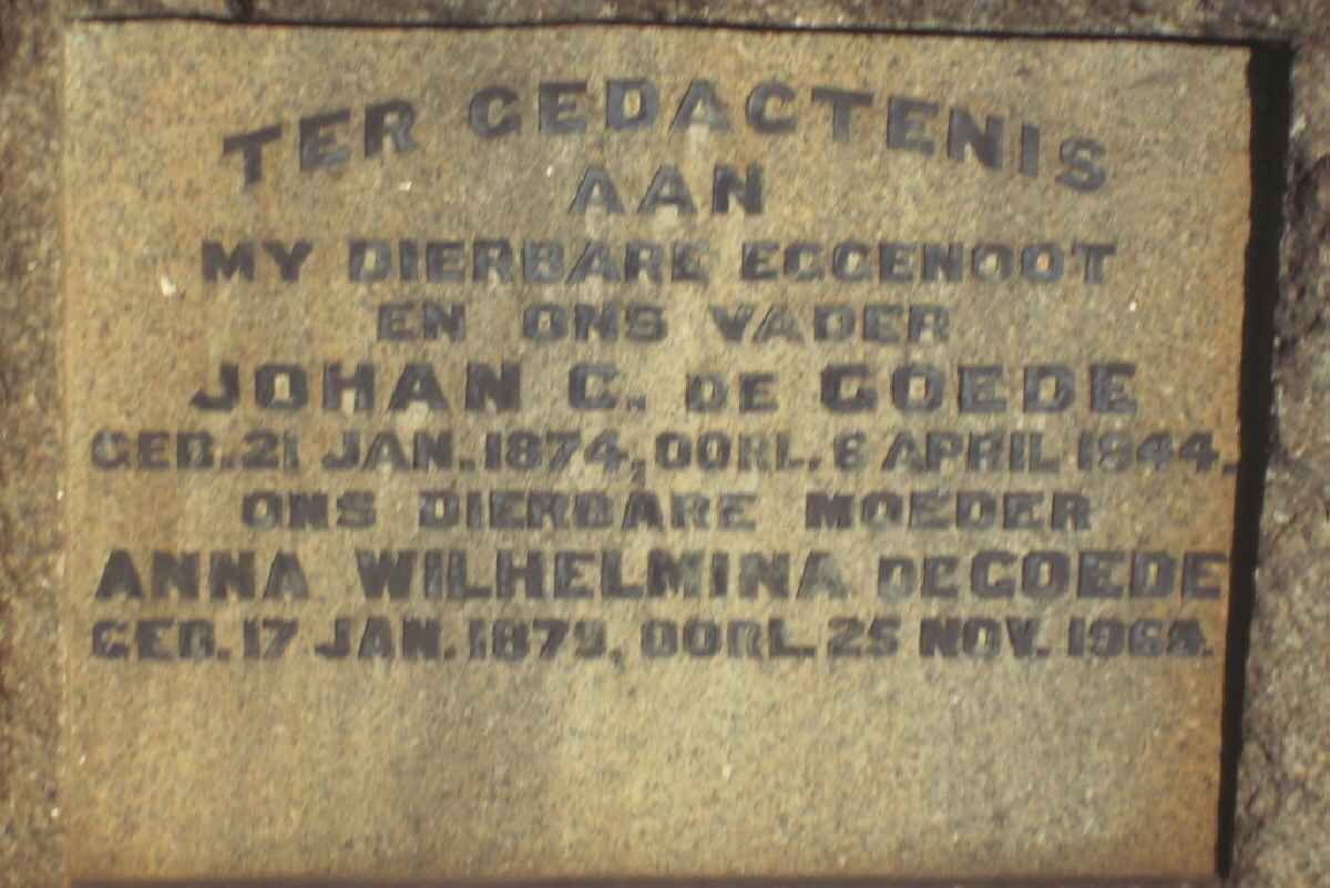 GOEDE Johan C., de 1874-1944 &amp; Anna Wilhelmina 1879-1969