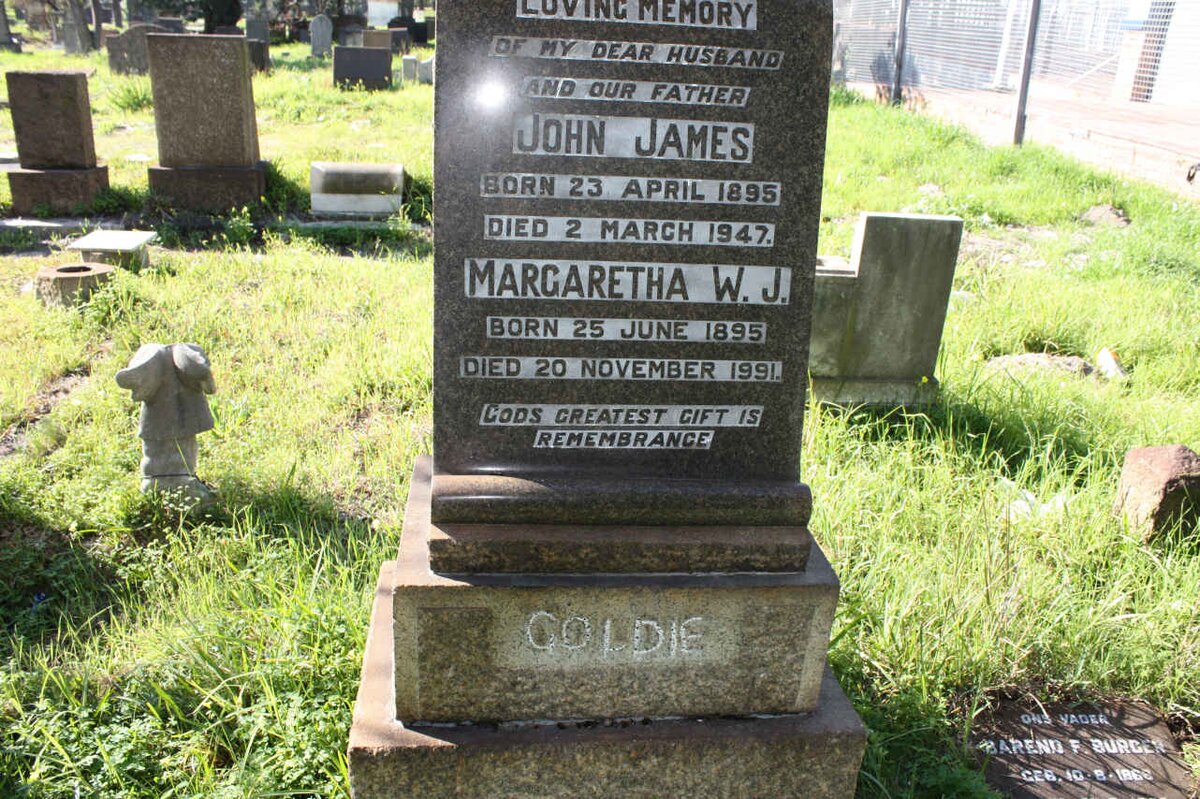 GOLDIE John James 1895-1947 &amp; Margaretha W.J. 1895-1991