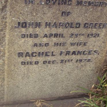 GREEN John Harold -1921 &amp; Rachel Frances -1932