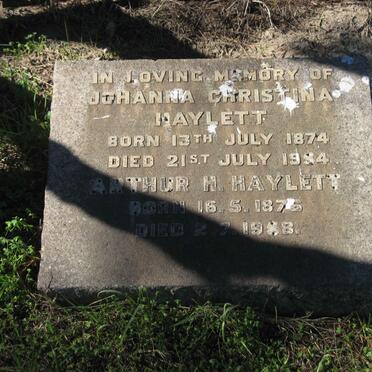 HAYLETT Johanna Christina 1874-19?4 :: HAYLETT Arthur H. 1876-19?8