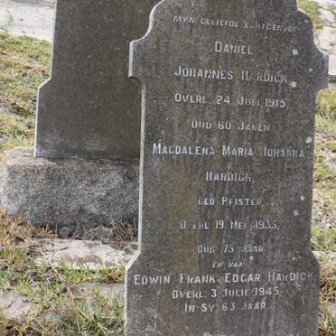 HARDICK Daniel Johannes -1915 &amp; Magdalena Maria Johanna nee PFISTER -1935 :: HARDICK Edwin Frank Edgar -1945