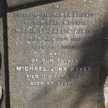 HAYES Michael John -1931 &amp; Maria Elizabeth -1921