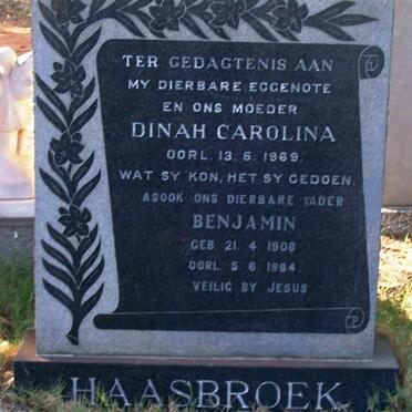 HAASBROEK Benjamin 1908-1984 &amp; Dinah Carolina -1969