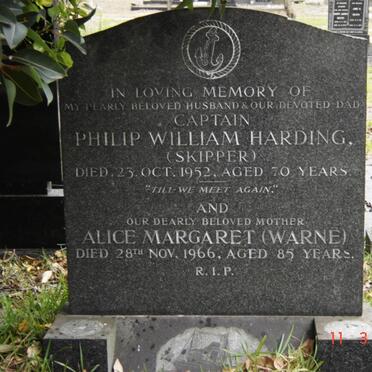 HARDING Philip William -1952 &amp; Alice Margaret WARNE -1966