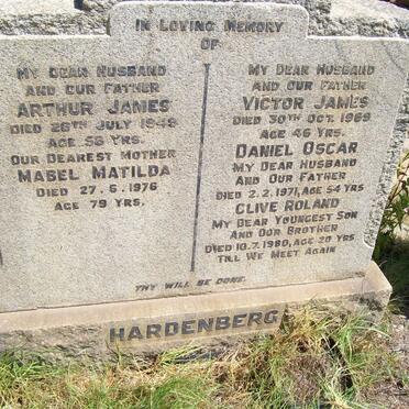 HARDENBERG Arthur James -1949 &amp; Mabel Matilda -1976