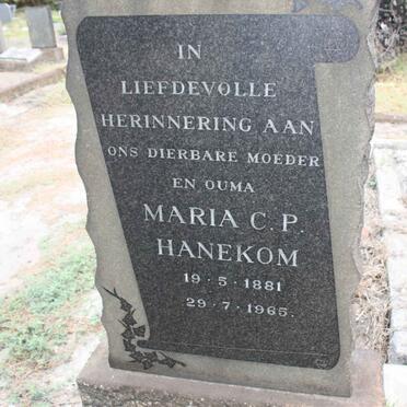 HANEKOM Maria C.P. 1881-1965
