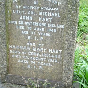 HART Michael John -1948 &amp; Hannah Mary -1953
