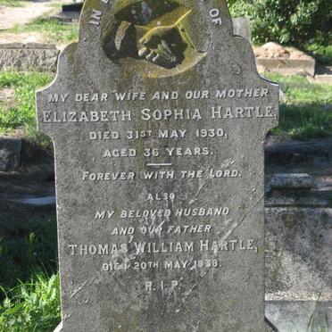 HARTLE Elizabeth Sophia -1930 :: HARTLE Thomas William -1938