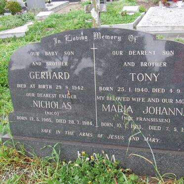 HAM Nicholas 1903-1984 &amp; Maria Johanna FRANSISSEN 1903-1977 :: HAM Tony 1940-1967 :: HAM Gerhard 1942-1942