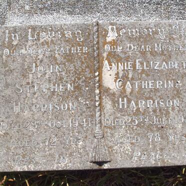 HARRISON John Stephen -1941 &amp; Annie Elizabeth Catherina -1954