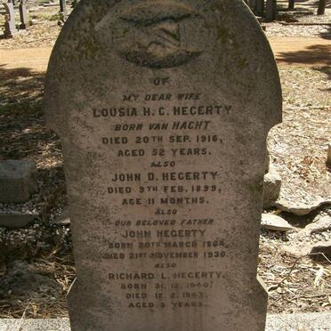 HEGERTY John 1864-1930 &amp; Lousia H.C. VAN HAGHT -1916