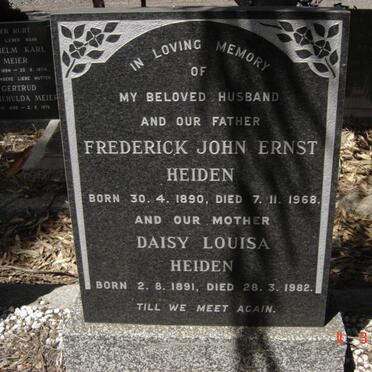 HEIDEN Frederick John Ernst 1890-1968 &amp; Daisy Louisa 1891-1982