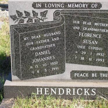 HENDRICKS Daniel Johannes 1932-1991 &amp; Florence Susan CUPIDO 1932-1993