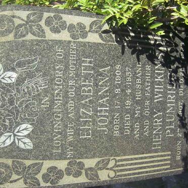 HENN Henry Wilkins Plumridge 1902-1985 &amp; Elizabeth Johanna 1908-1957