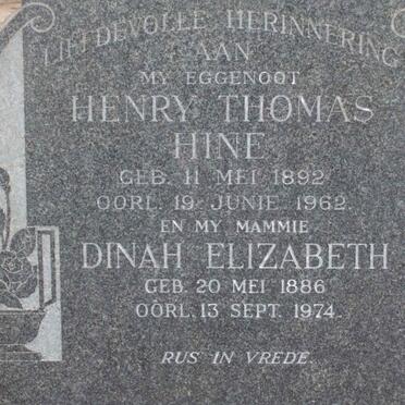 HINE Henry Thomas 1892-1962 &amp; Dinah Elizabeth 1886-1974