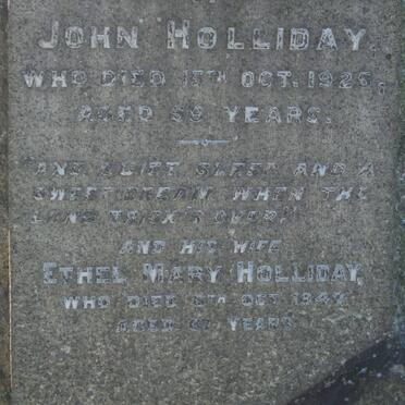 HOLLIDAY John -1925 &amp; Ethel Mary -1942