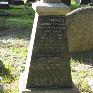 HOPLEY Frederick R. 1918-1969 &amp; Joan 1923-1979 :: HOPLEY Cynthia A. 1951-1951