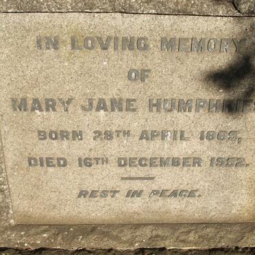 HUMPHRIES Mary Jane 1865-1952