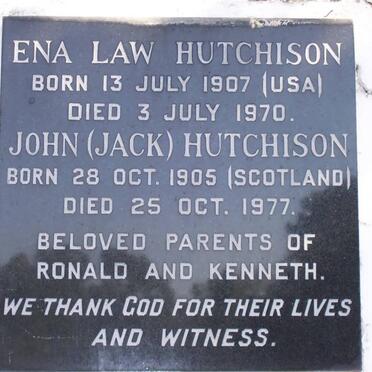 HUTCHISON John 1905-1977 &amp; Ena LAW 1907-1970
