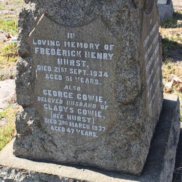 HURST Frederick Henry -1934 :: COWIE George -1937