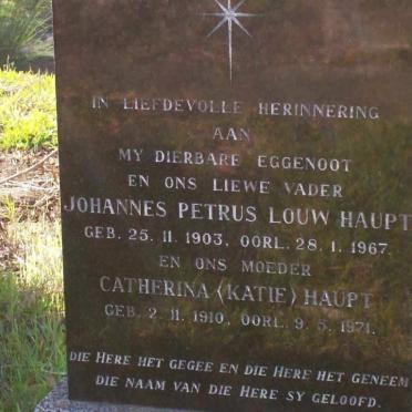 HAUPT Johannes Petrus Louw 1903-1967 &amp; Catherina 1910-1971