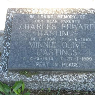 HASTINGS Charles Edward 1904-1959 &amp; Minnie Olive 1904-19?9