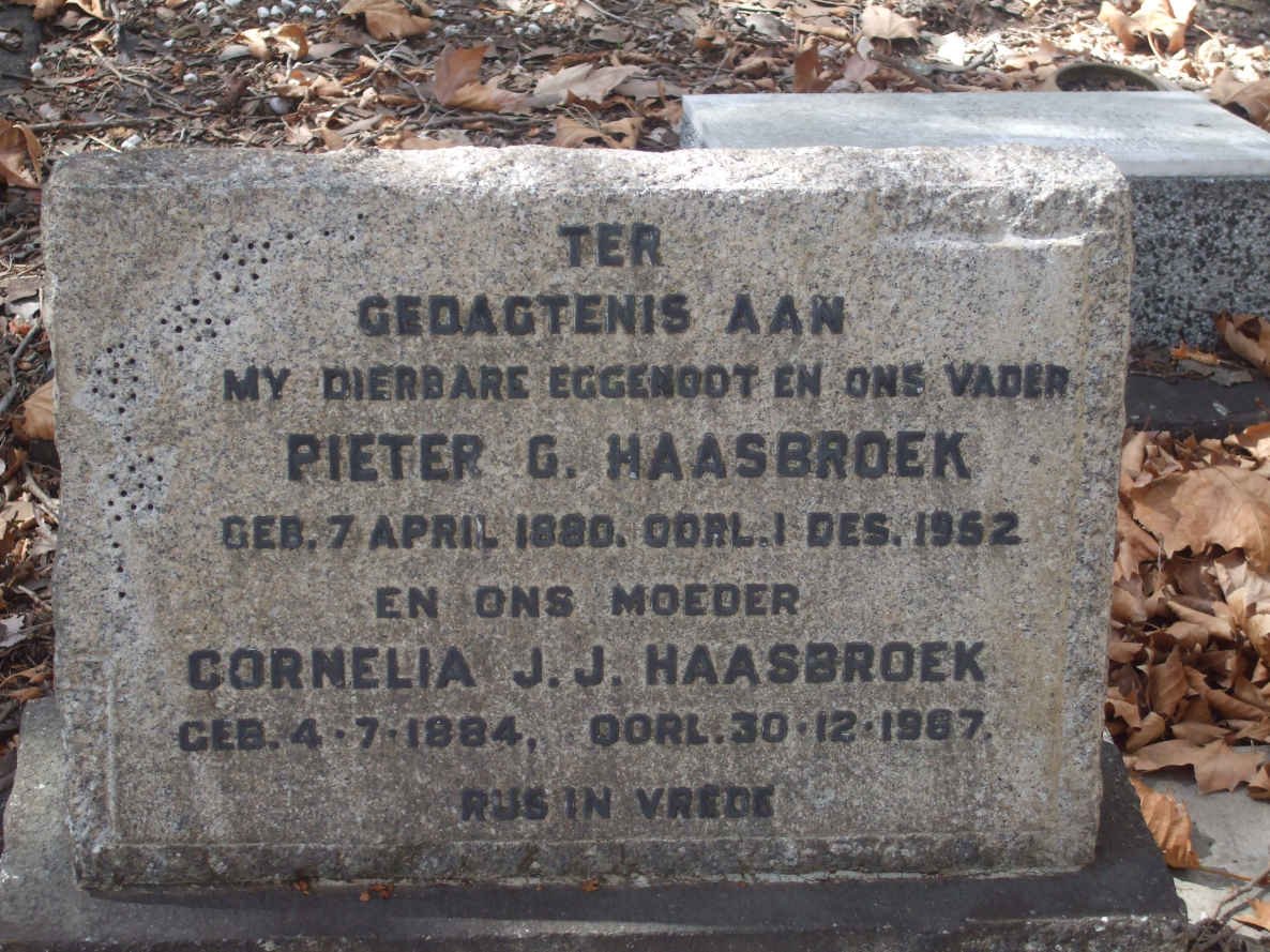 HAASBROEK Pieter G. 1880-1962 &amp; Cornelia J.J. 1884-1967