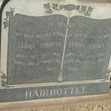 HAIRBOTTLE Edwin Thomas 1872-1935 &amp; Maria Sophia 1880-1960