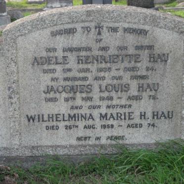 HAU Jacques Louis -1948 &amp; Wilhelmina Marie H. -1959 :: HAU Adele Henriette -1935