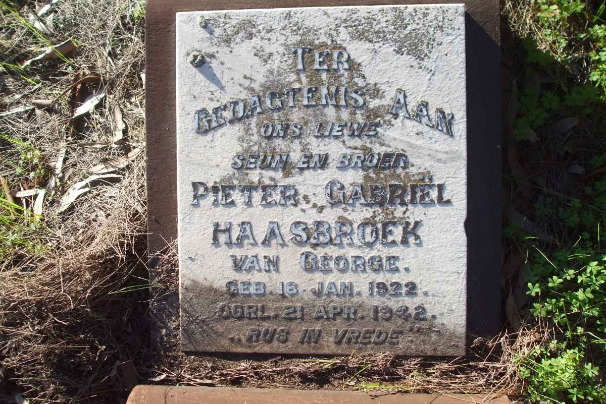 HAASBROEK Pieter Gabriel 1922-1942