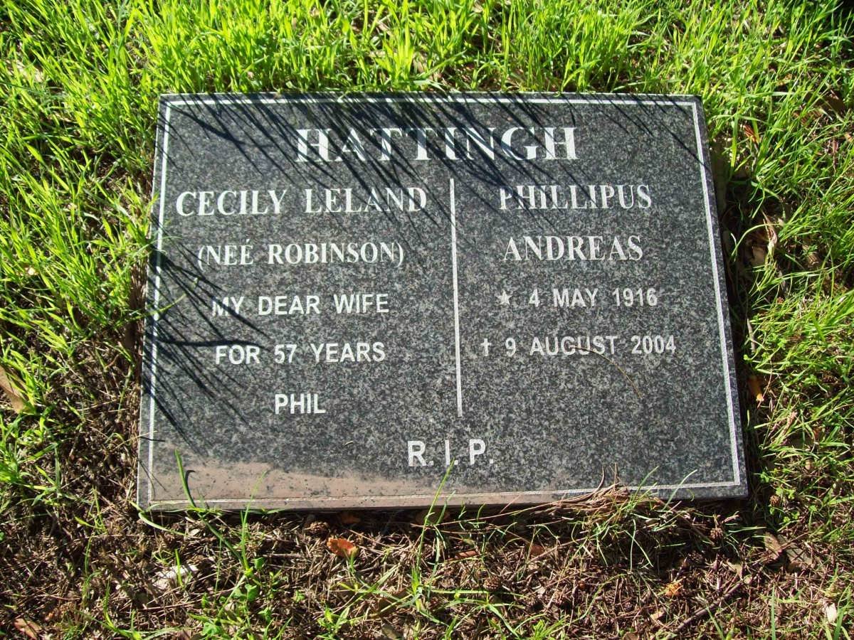 HATTINGH Phillippus Andreas 1916-2004 &amp; Cecily Leland ROBINSON