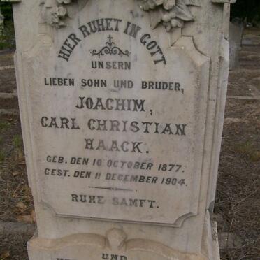 HAACK Joachim Carl Christian 1877-1904