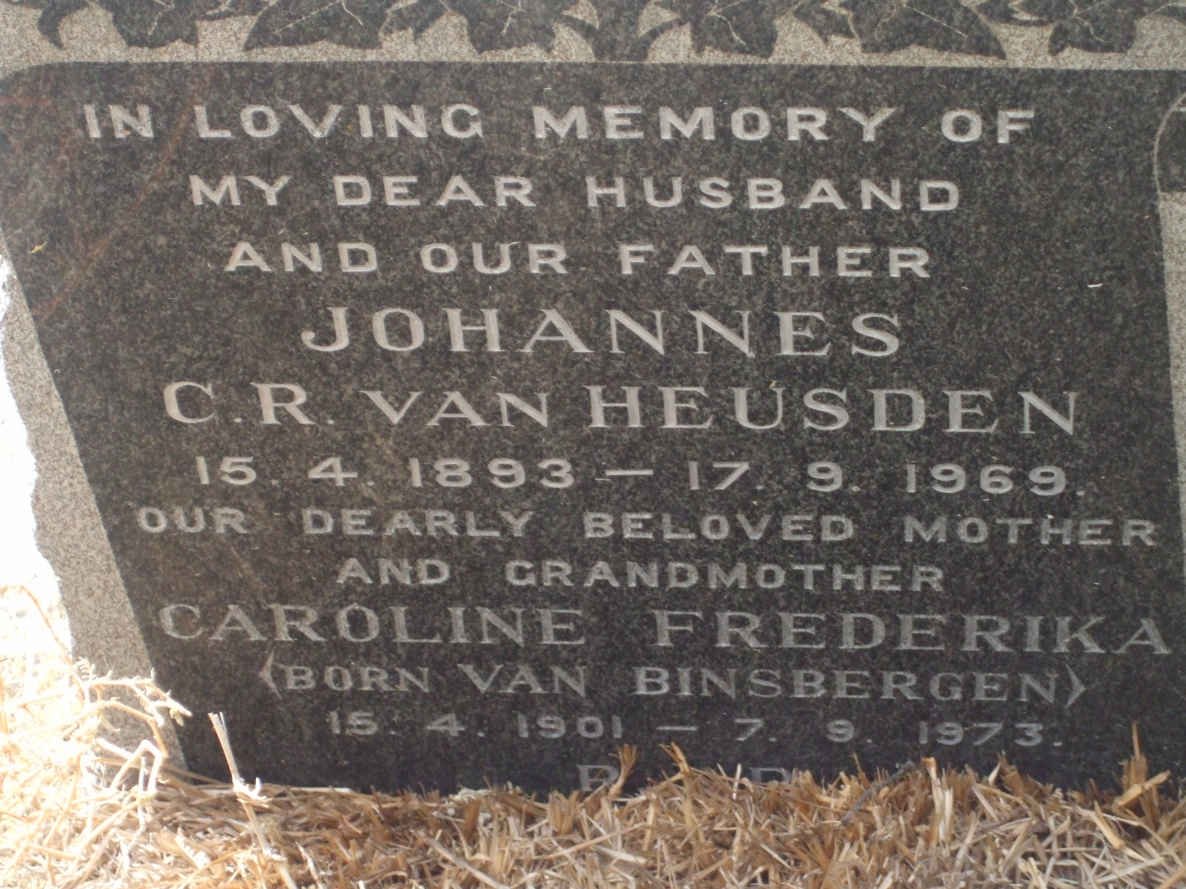 HEUSDEN Johannes C.R., van 1893-1969 &amp; Caroline Frederika VAN BINSBERGEN 1901-1973