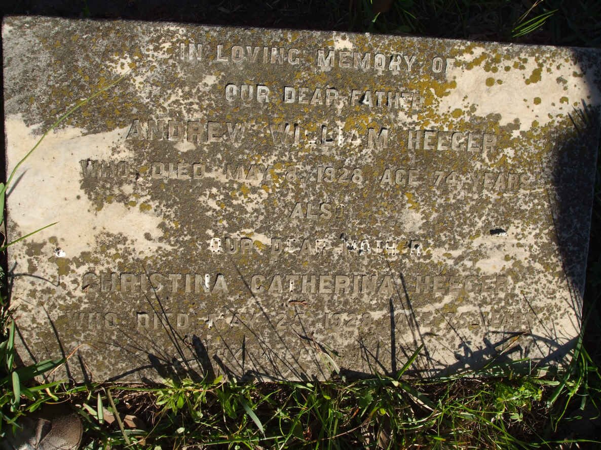 HEEGER Andrew William -1928 &amp; Christina Catharina -1928