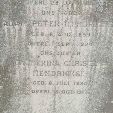 HENDRICKS Adam Peter 1859-1924 :: HENDRICKSE Catherina Christina 1890-1917